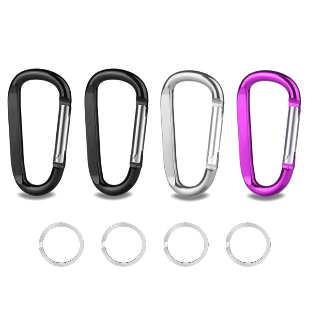 CARABINER Clip 3" Large Aluminum D Ring Shape Colorful 4 Pack Set NEW